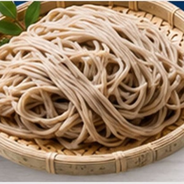 Fresh soba on a bamboo tray, from the organiser’s finisher-soba preview